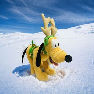 DISNEY PARKS AUTHENTIC HOLIDAY PLUSH PLUTO REINDEER VERY SOFT FREESTANDING